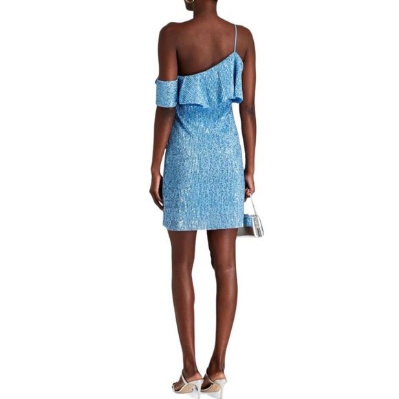 New STINE GOYA Kenza Cockail One Shoulder sequined minidress in Blue Size S - Picture 5 of 14